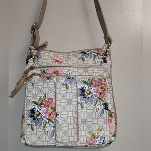 Cream w/ Tan Accent, Pink & Blue Floral, Faux Leather Crossbody